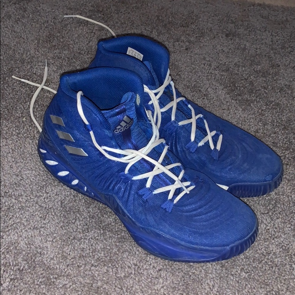 Blue adidas basketball shoes